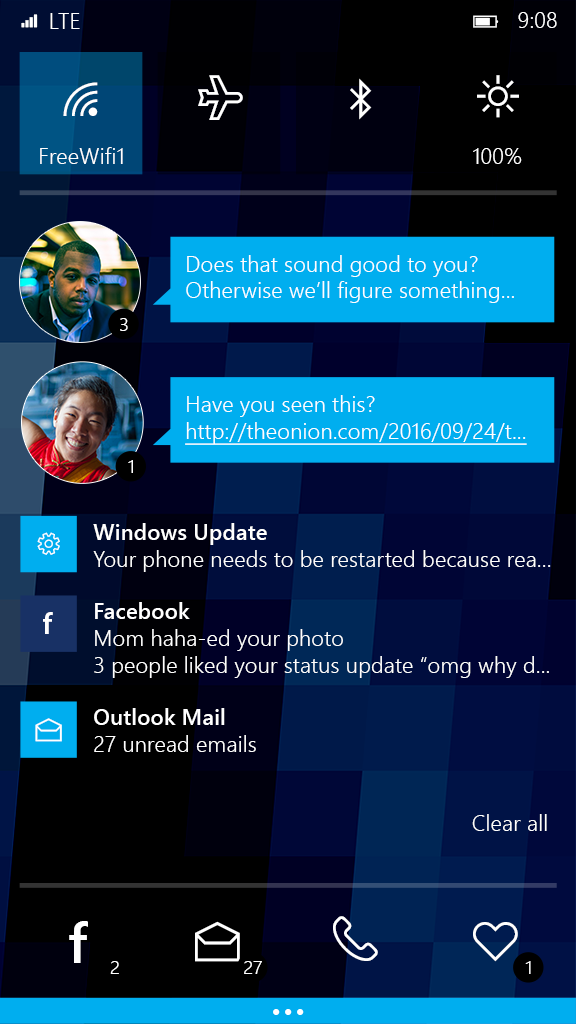 Design for the Windows phone notification shade with wallpaper